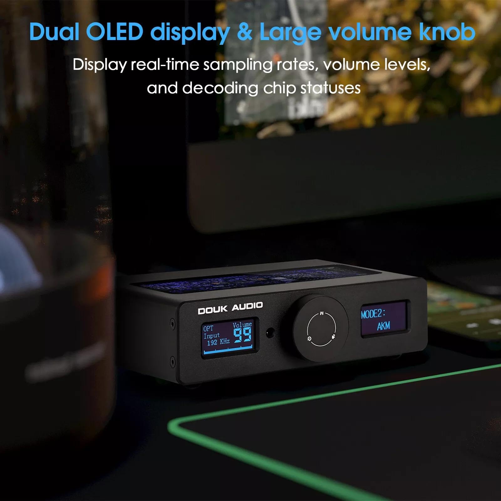 Douk Audio Adaptador de áudio HiFi ESS9038 + AKM4493 USB DAC